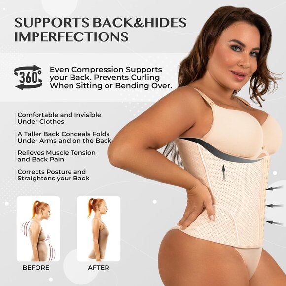 Short Torso Waist Cincher Shapewear Underbust Corset Waist Trainer for Women's - Picture 3 of 7